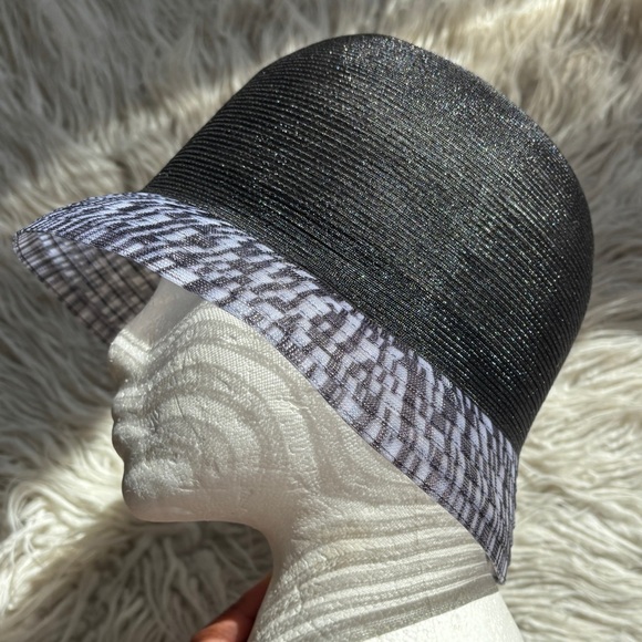 Patricia Underwood Black Gray Color Block Straw Horse Show Bucket Hat One Size main image 4